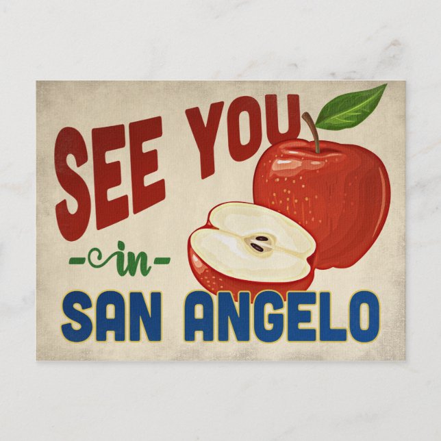 San Angelo Texas Apple - Vintage Travel Postcard (Front)