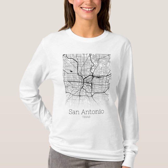San Antonio City Map T-Shirt (Front)