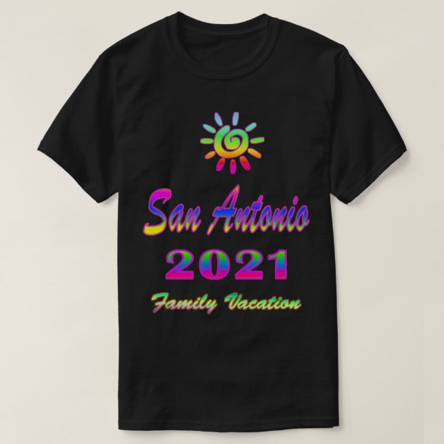 San Antonio Family Vacation 2021 Spiral Sun Rainbo T-Shirt (Design Front)