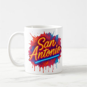 San Antonio Neon Street Art Splatter Design Coffee Mug