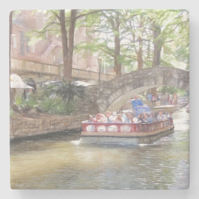 San Antonio River Walk Stone Coaster (Front)
