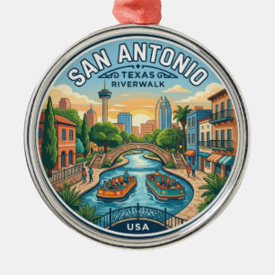 San Antonio River Walk USA Metal Tree Decoration