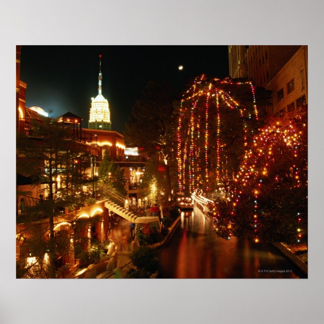 San Antonio Riverwalk at Night Poster (Front)