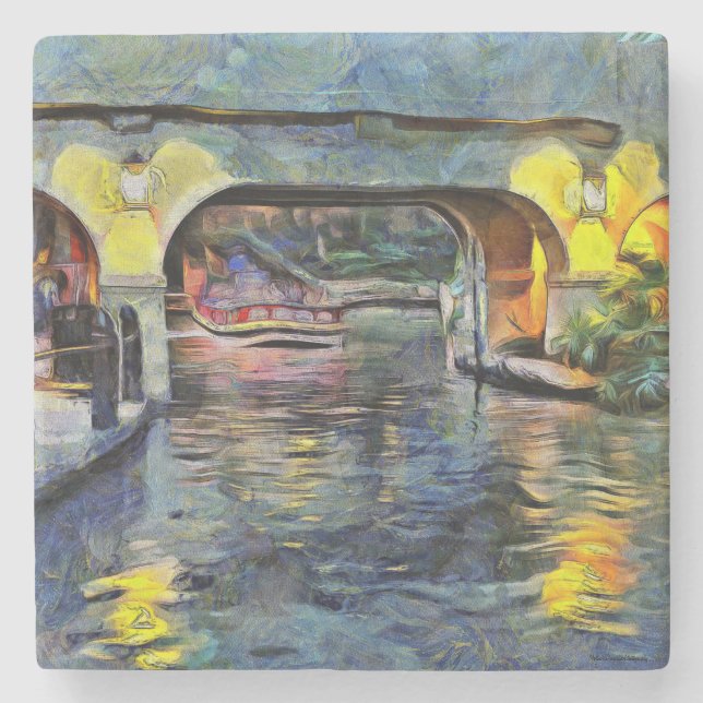 San Antonio Riverwalk  stone coasters (Front)