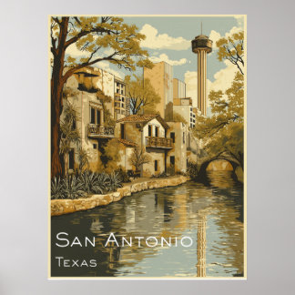 San Antonio Riverwalk Travel Poster