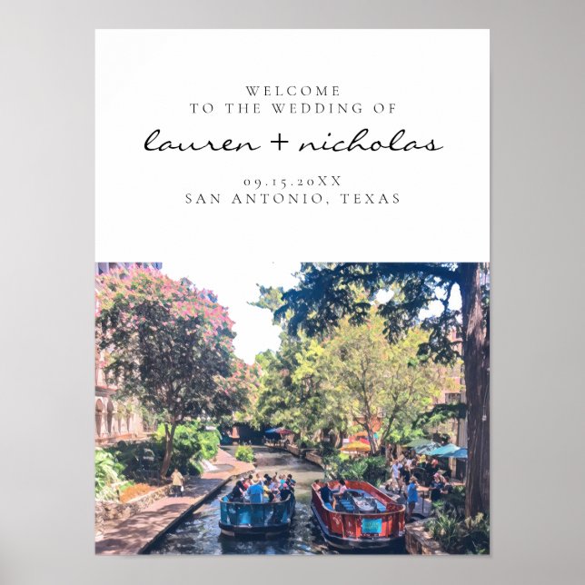 San Antonio Riverwalk Wedding Welcome Sign (Front)