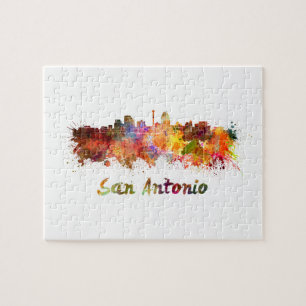 San Antonio skyline in watercolor Jigsaw Puzzle