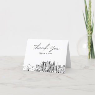 San Antonio Skyline Sketch Blank Thank You Card