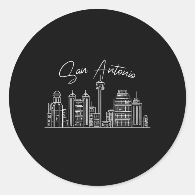 San Antonio Skyline Sketch For Proud San Antonian Classic Round Sticker (Front)