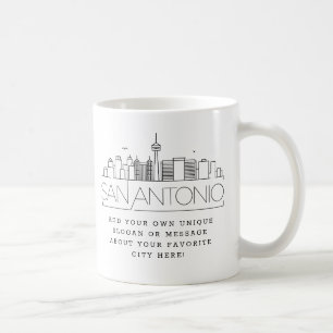 San Antonio Stylised Skyline   Custom Slogan Coffee Mug
