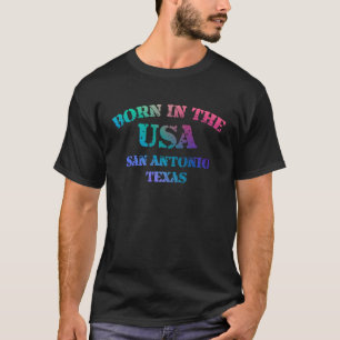 San Antonio Texas and Born in the USA distressed T-Shirt