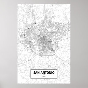 San Antonio, Texas (black on white) Poster