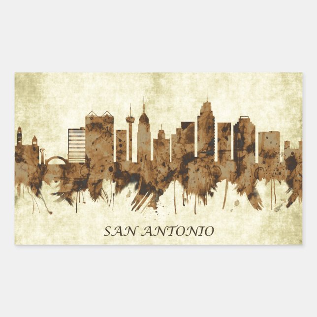 San Antonio Texas Cityscape Rectangular Sticker (Front)
