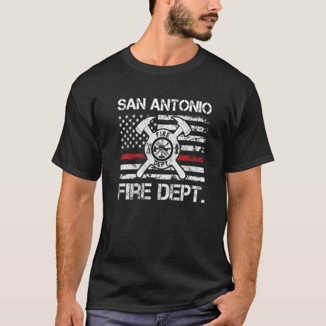 San Antonio Texas Fire Department Thin Red Line Fi T-Shirt (Front)