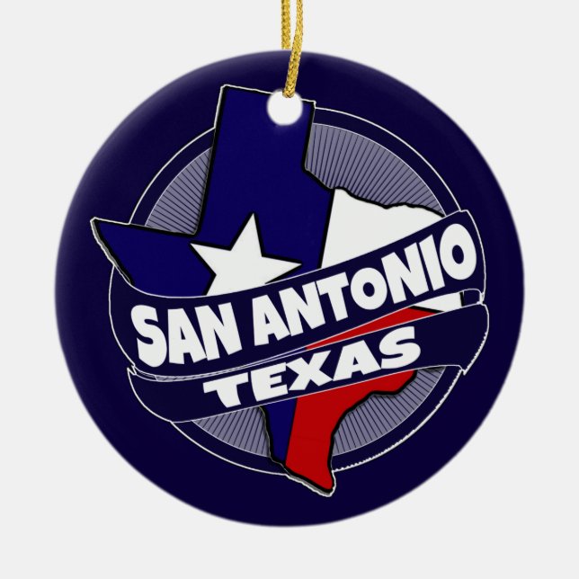 San Antonio Texas flag burst holiday ornament (Front)