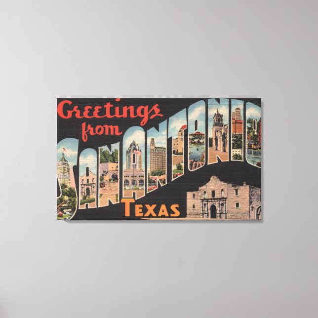 San Antonio, Texas - Large Letter Scenes Canvas Print (Front)