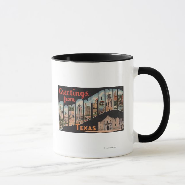 San Antonio, Texas - Large Letter Scenes Mug (Right)