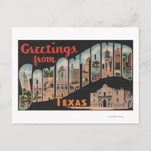San Antonio, Texas - Large Letter Scenes Postcard