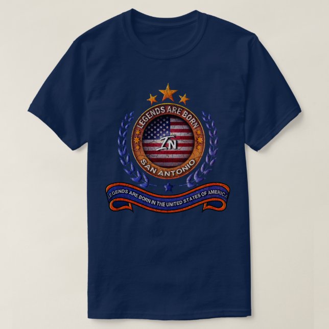 San Antonio Texas Legends And Usa Flag T-Shirt (Design Front)