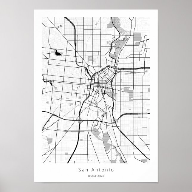 San Antonio Texas Minimal Modern Street City Map Poster (Front)