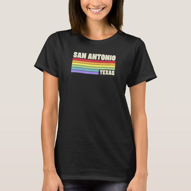 San Antonio Texas Pride Rainbow Flag Gay Pride Mer T-Shirt (Front)