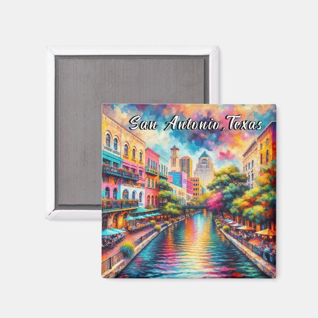 San Antonio Texas River Walk Colourful  Magnet (Front/Back)