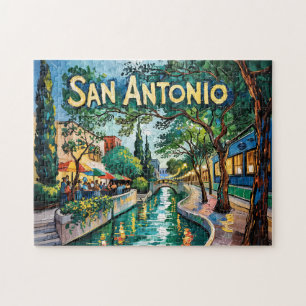 San Antonio Texas River Walk Van Gogh Vibrant City Jigsaw Puzzle