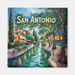 San Antonio Texas River Walk Van Gogh Vibrant City Magnet