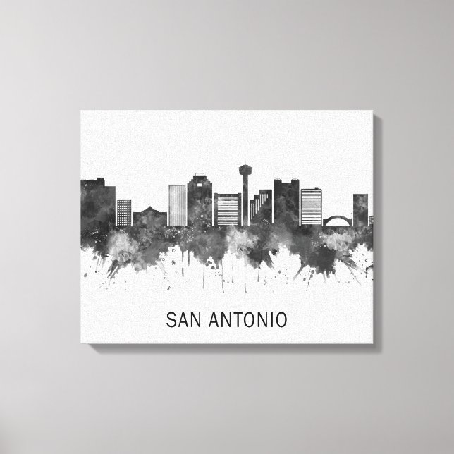 San Antonio Texas Skyline BW Canvas Print (Front)