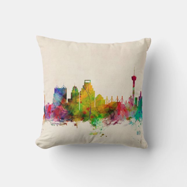 San Antonio Texas Skyline Cityscape Cushion (Front)
