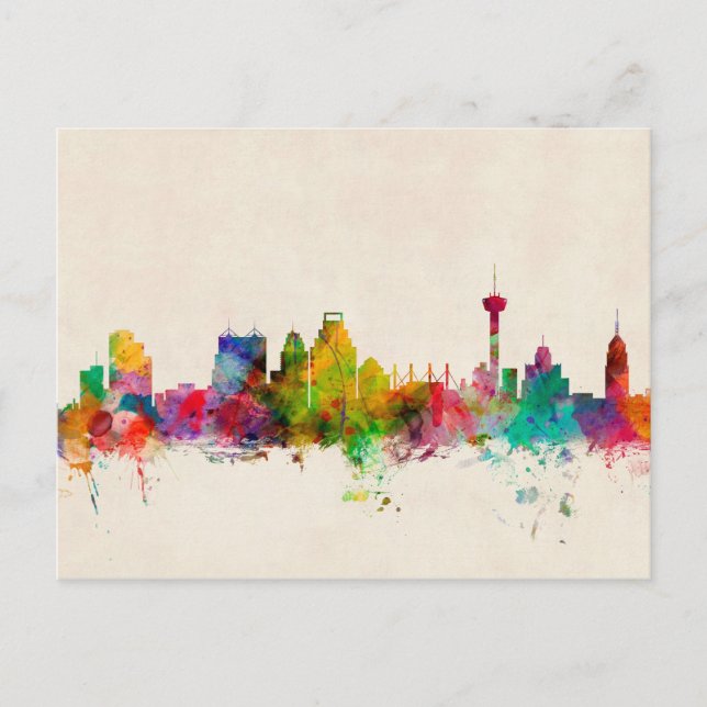 San Antonio Texas Skyline Cityscape Postcard (Front)