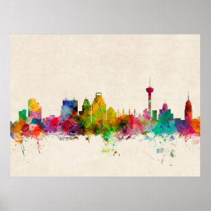 San Antonio Texas Skyline Cityscape Poster