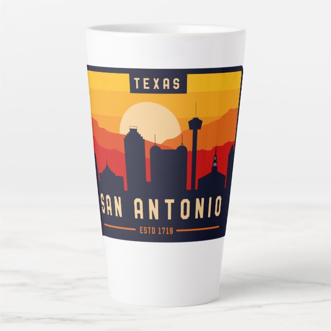 San Antonio Texas Skyline Cityscape Souvenir Latte Mug (Front)