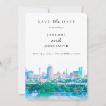 San Antonio Texas Skyline flat Save The Date Card