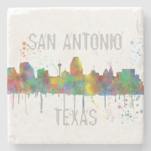 SAN ANTONIO TEXAS SKYLINE STONE COASTER