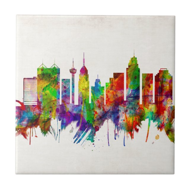 San Antonio Texas skyline Tile (Front)