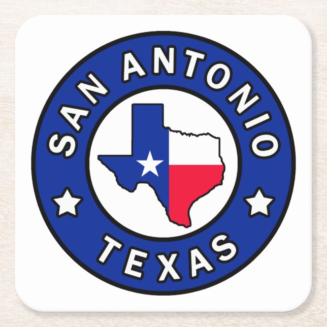 San Antonio Texas Square Paper Coaster (Front)