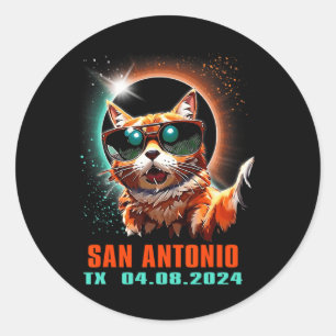 San Antonio Texas Total Solar Eclipse 2024 Classic Round Sticker