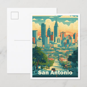San Antonio Texas USA Art Vintage Travel  Postcard