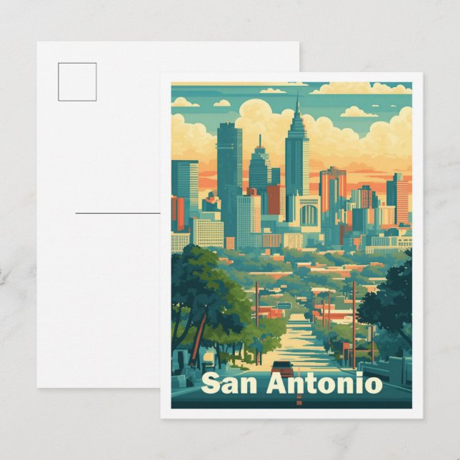 San Antonio Texas USA Art Vintage Travel  Postcard (Front/Back)