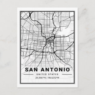 San Antonio Texas USA Travel City Map Poster Postcard