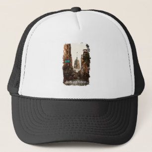 San Antonio Texas Vintage City Travel Watercolor Trucker Hat