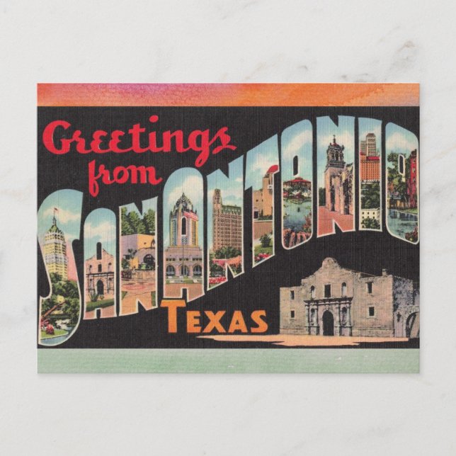 San Antonio Texas Vintage Travel Postcard (Front)