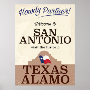 San Antonio texas vintage travel poster