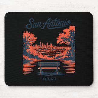 San Antonio Texas Vintage Travel Scenic View Mouse Mat