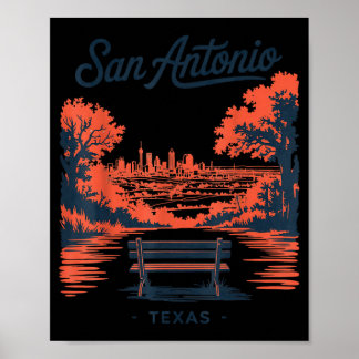 San Antonio Texas Vintage Travel Scenic View Poster