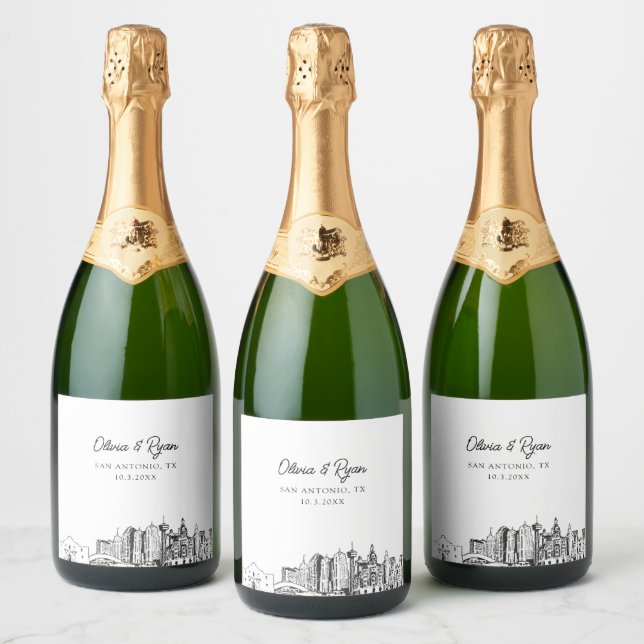 San Antonio Texas Wedding Champagne Label (Bottles)
