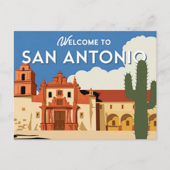 San Antonio, Texas, Welcome Postcard (Front)
