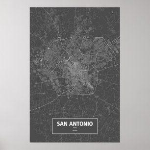 San Antonio, Texas (white on black) Poster