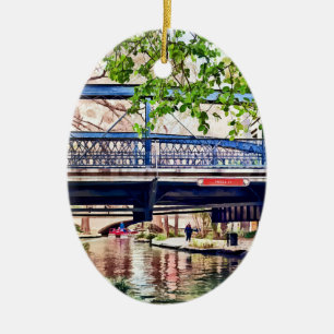 San Antonio TX - Bridge on Paseo Del Rio Ceramic Tree Decoration